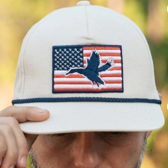 Share Burlebo Adult American Flag Duck Hunter Adjustable Snapback Hat One Size - Picture 1 of 8